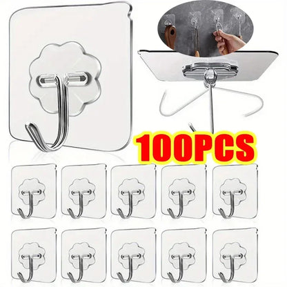 Transparenta självhäftande väggkrokar (1–100 st)