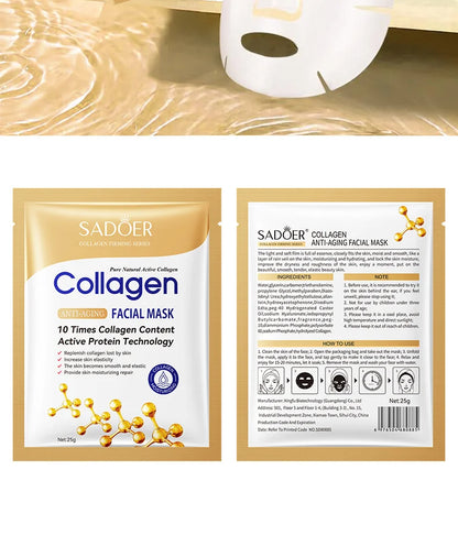 KollagenMask™ – 10-pack Anti-Åldrande Ansiktsmasker med Fukt & Lyster