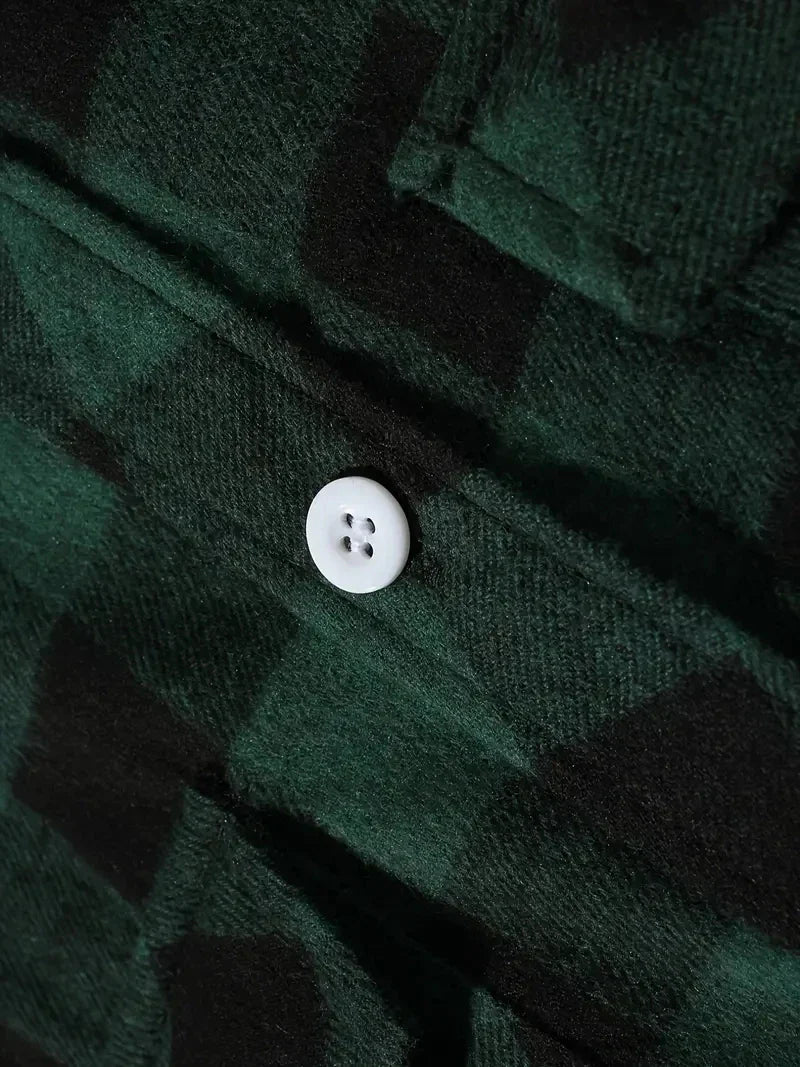 Rutig herrskjorta – långärmad borstad flanellskjorta