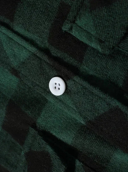 Rutig herrskjorta – långärmad borstad flanellskjorta