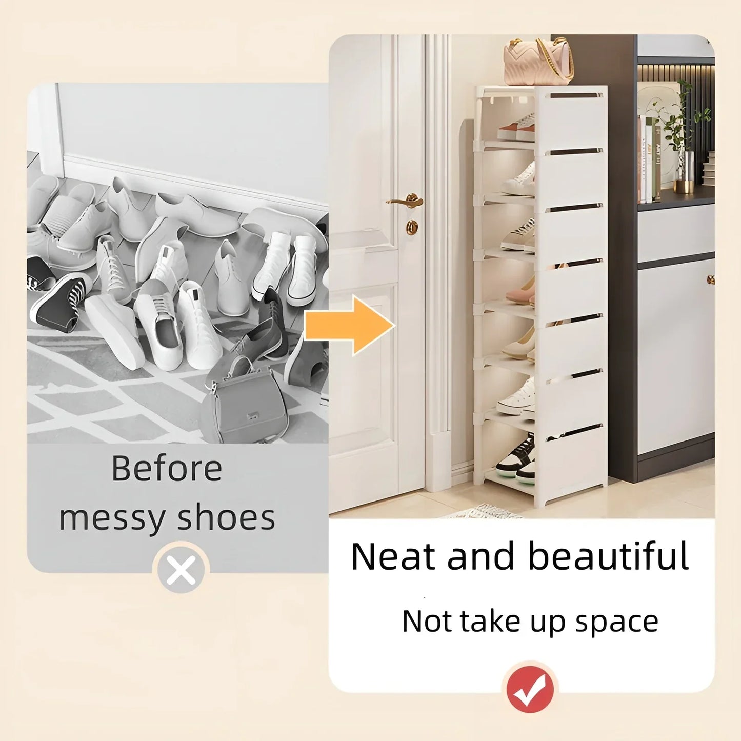 Skohylla 6/8 våningar – platsbesparande metall & tyg