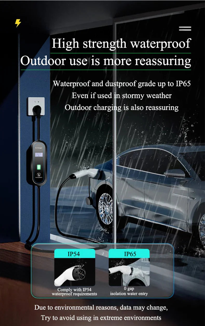 Portabel laddare elbil 3.5kW – EV laddkabel typ 1 & typ 2