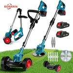 Trådlös & Hopfällbar Grästrimmer 36V – Justerbar Höjd, Hjul & 3 Bladtyper