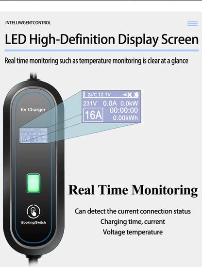 Portabel laddare elbil 3.5kW – EV laddkabel typ 1 & typ 2