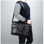 Herrportfölj i läder – business handväska för laptop & dokument