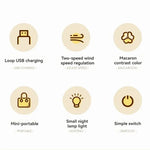 Mini USB-Fläkt med Lampa – Portabel & Laddningsbar