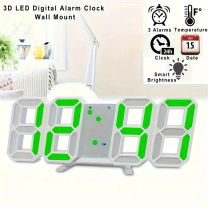 LED väggklocka 3D – digital klocka med nattläge för sovrum