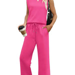 2-delat set dam – ärmlös topp & byxor i polyester