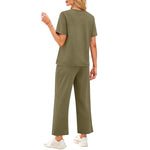 2-delat set dam – kortärmad topp & vida byxor