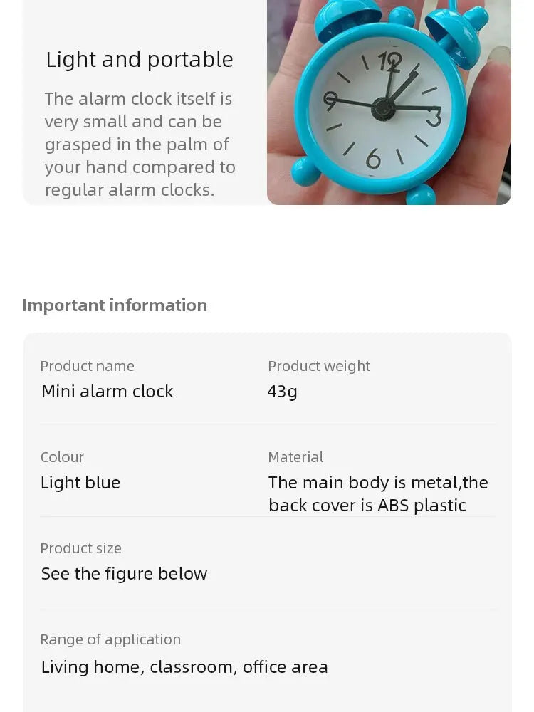 Mini väckarklocka i metall – bordsur & dekoration