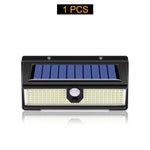 190 LED Solcellslampa med Rörelsesensor – 4 Ljuslägen & Vattentät Väggbelysning