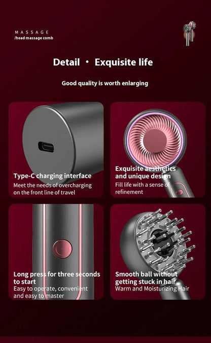 GrowComb™ – Elektrisk Hårbottenmassage med Rött Ljus