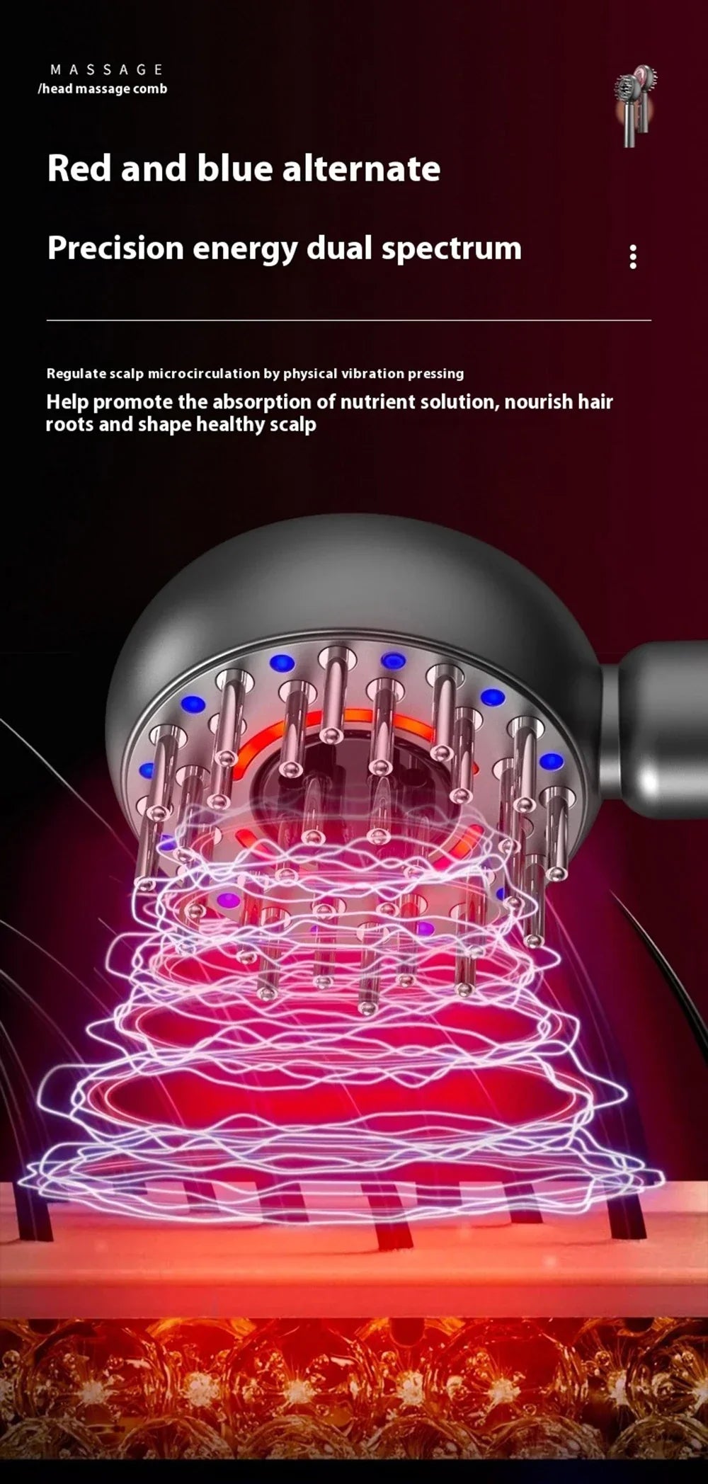 GrowComb™ – Elektrisk Hårbottenmassage med Rött Ljus