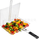 Hopfällbart grillgaller – korg med handtag för fisk, grönsaker & räkor