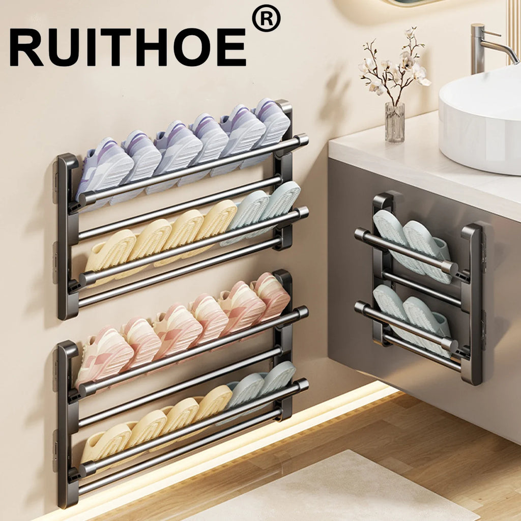 Väggmonterad skoförvaring för tofflor