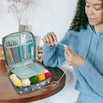 Virkkuukoukkusarja tarvikkeineen – puikot, merkit ja säilytyspussi