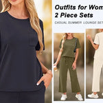 2-delat set dam – kortärmad topp & vida byxor