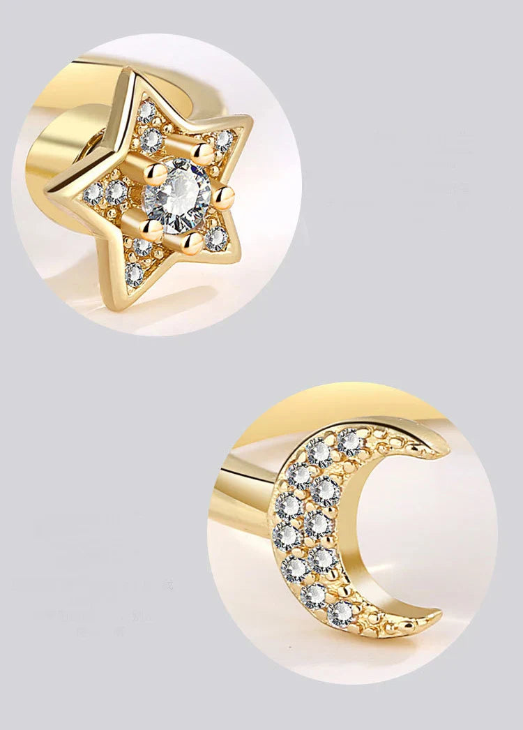 Stjärnring – snurrbar damring med mån- & stjärndetaljer