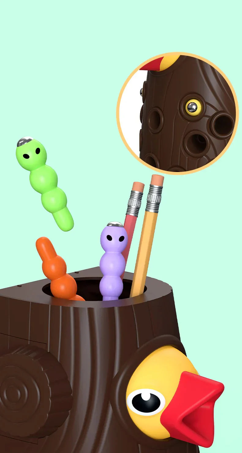 Montessori Hackspettslek – Magnetiskt mata mask-spelet