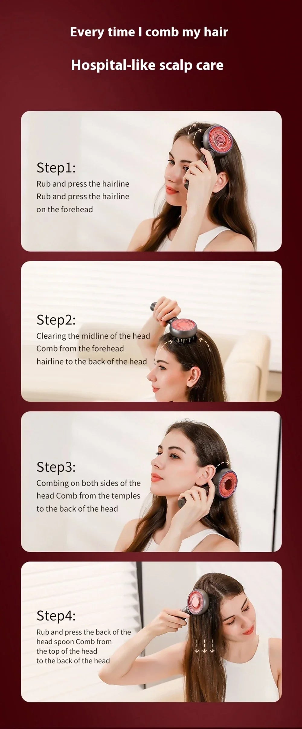 GrowComb™ – Elektrisk Hårbottenmassage med Rött Ljus