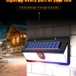 190 LED Solcellslampa med Rörelsesensor – 4 Ljuslägen & Vattentät Väggbelysning