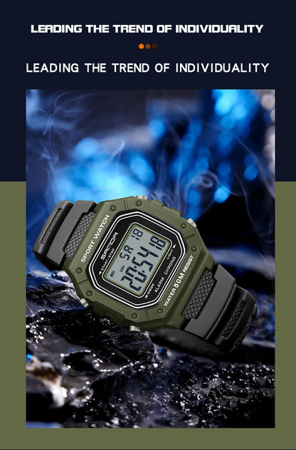 LED sportklocka herr – rektangulär digital display