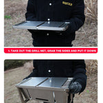 Hopfällbar kolgrill i rostfritt stål – portabel BBQ för hem & camping