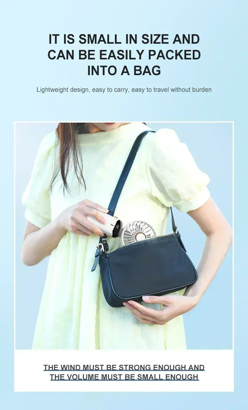 Hopfällbar Mini-Fläkt med Halsrem & Ställ – 3000mAh