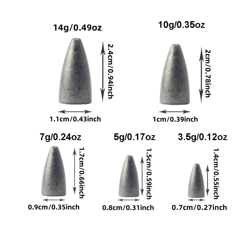 Sänken set – 32 st bullet weights 3,5–14 g