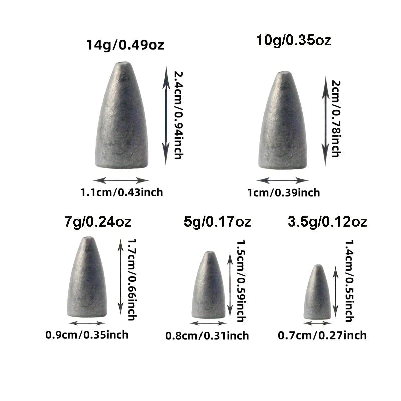 Sänken set – 32 st bullet weights 3,5–14 g