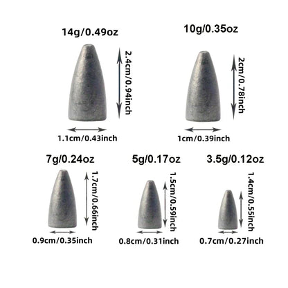 Sänken set – 32 st bullet weights 3,5–14 g