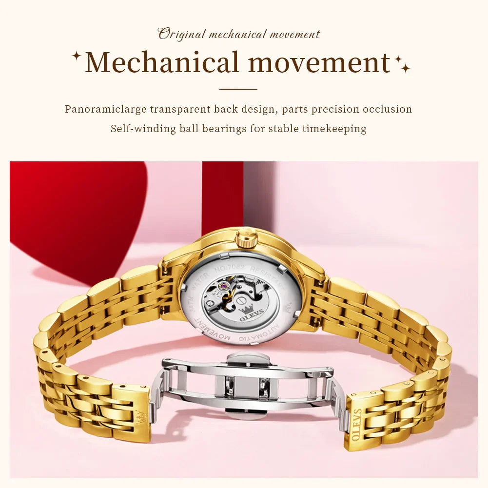 Klocka Helena (automatisk damklocka i rostfritt stål – lyxig design)