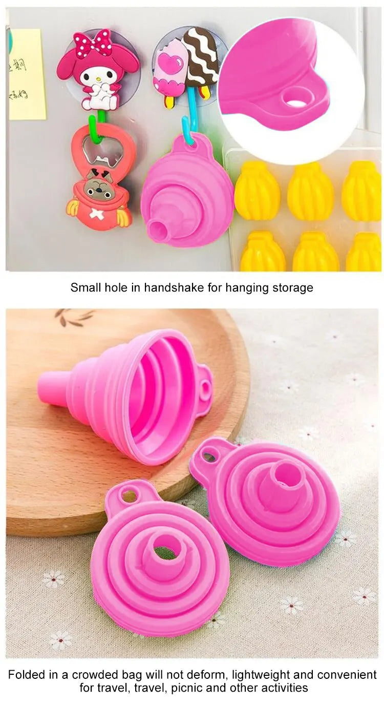 Hopfällbar tratt silikon – praktiskt köksredskap i rött