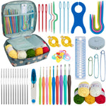 Virkkuukoukkusarja tarvikkeineen – puikot, merkit ja säilytyspussi