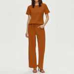 2-delat set dam – kortärmad topp & vida byxor