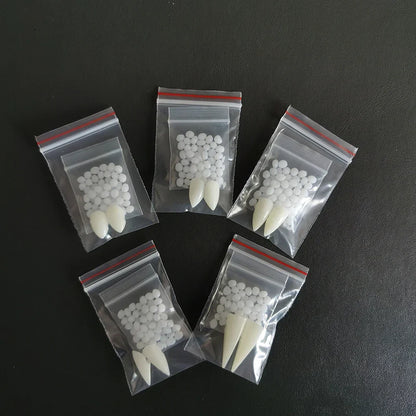 Vampyrtänder halloween – löständer med lim för cosplay & fest