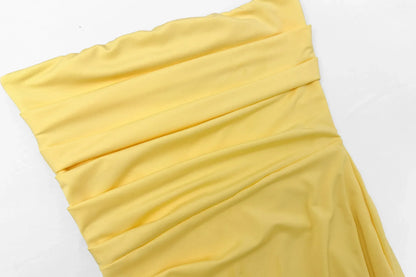 Sommarklänning – axelbandslös festklänning med slits