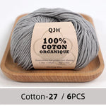 Bomullsgarn 100% – 6-pack mjukt garn för virkning & stickning