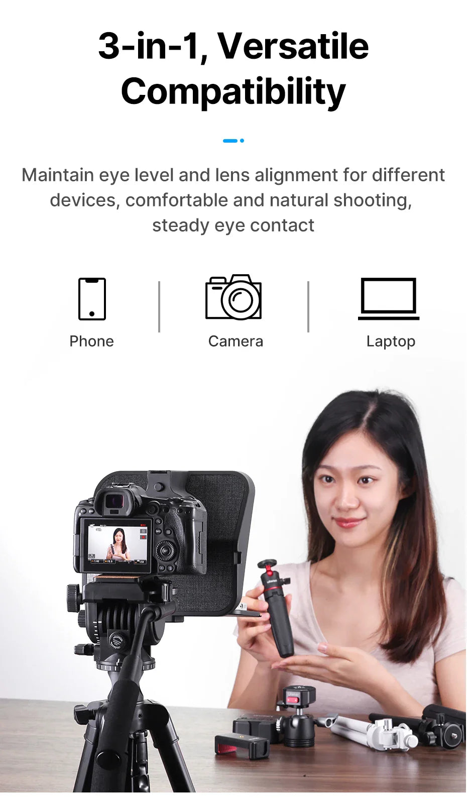 Universal Teleprompter för Kamera & Mobil - Bra när man skapar videos