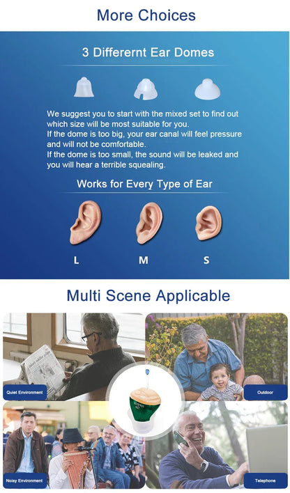 Hörapparat mini – justerbar ljudförstärkare för inneröra