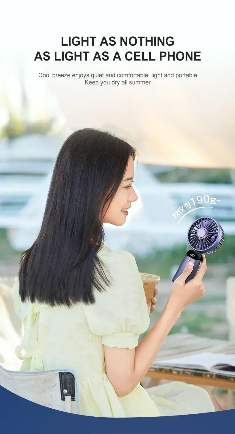 Hopfällbar Mini-Fläkt med Halsrem & Ställ – 3000mAh