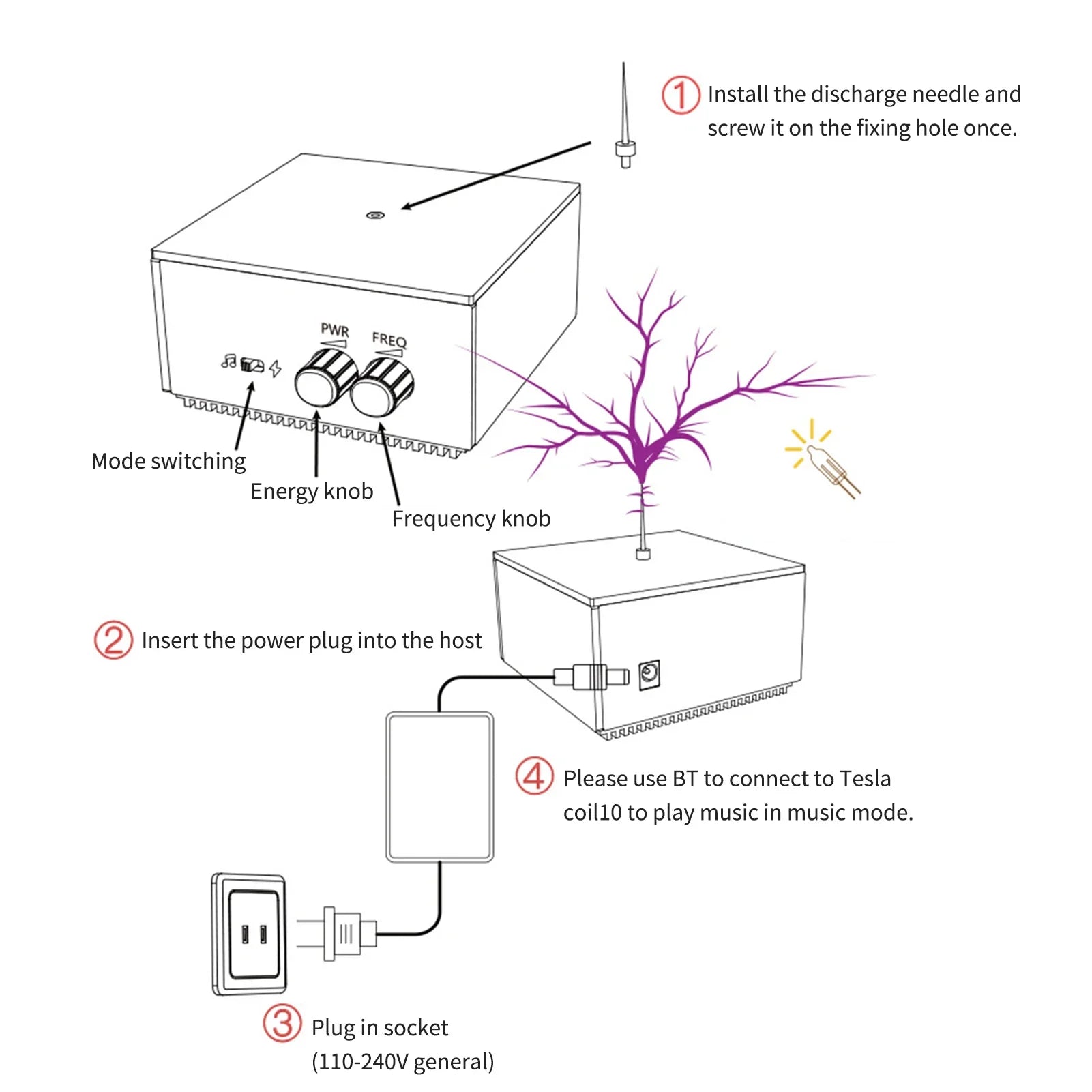 TeslaLjud™ – Bluetooth Musik Tesla-Spole med Plasma & Trådlös Överföring