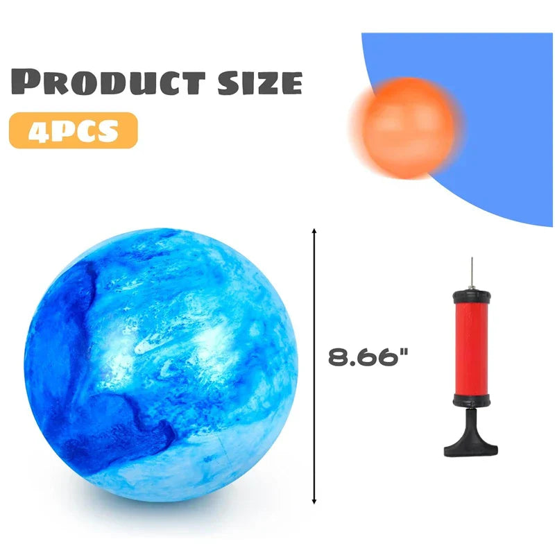 Roliga och färgglada studsbollar, 8,7 tum stora, med pump för enkel uppblåsning