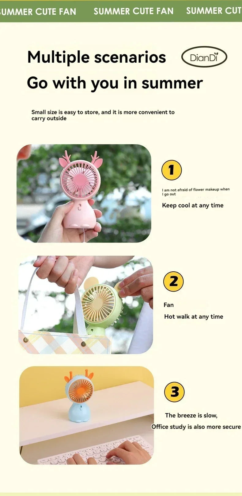 Mini USB-tuuletin lampulla – kannettava ja ladattava