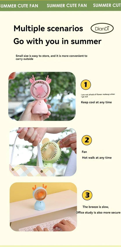 Mini USB-tuuletin lampulla – kannettava ja ladattava