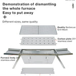 Hopfällbar kolgrill i rostfritt stål – portabel BBQ för hem & camping