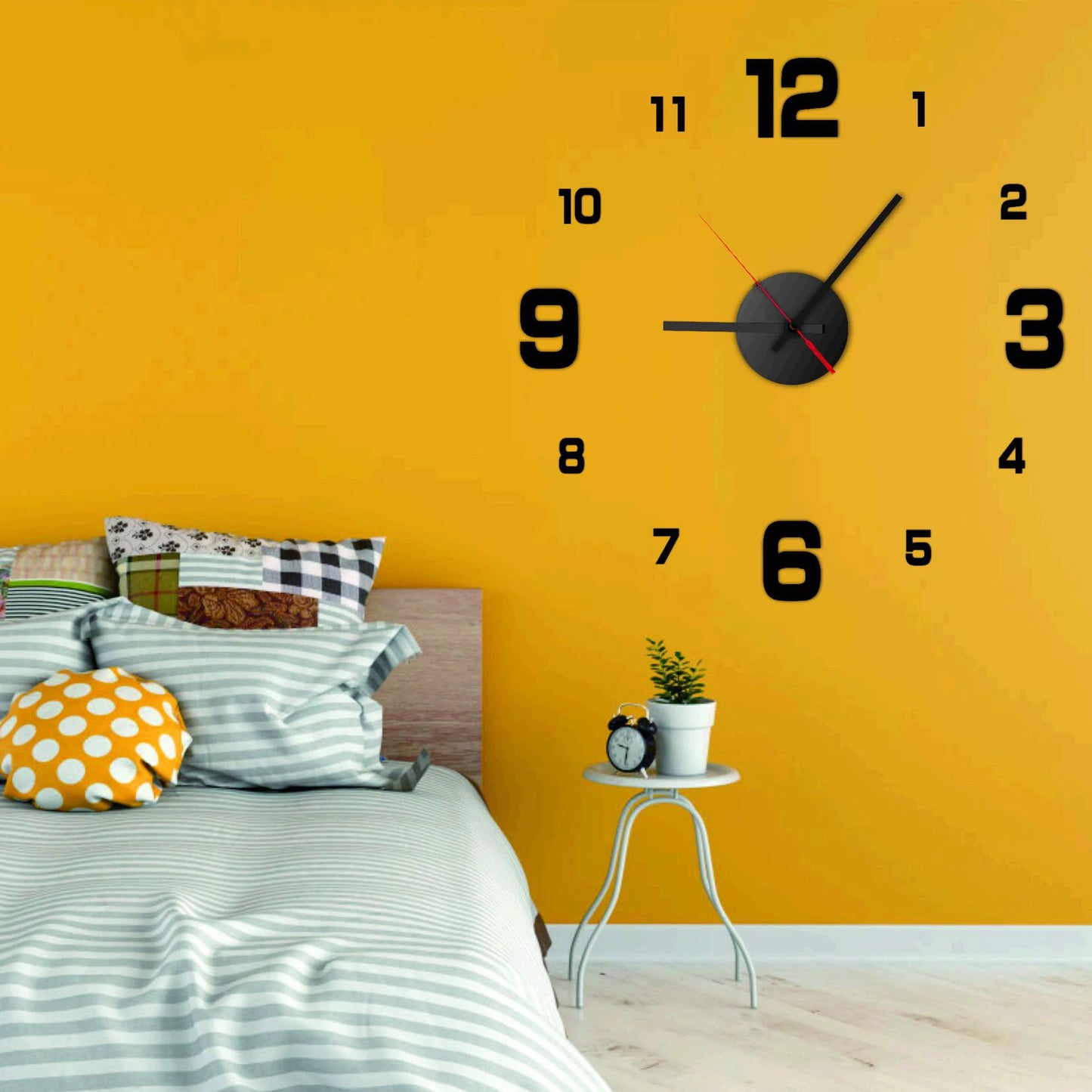 3D väggklocka DIY – självhäftande väggdekor & tyst kvartsur
