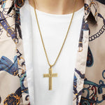 Korshalsband herr – stålkedja med bibelkors