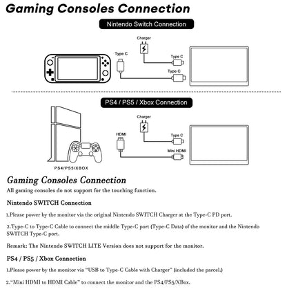 Extern bärbar enkel skärm till dator, spelkonsol, mobil eller laptop