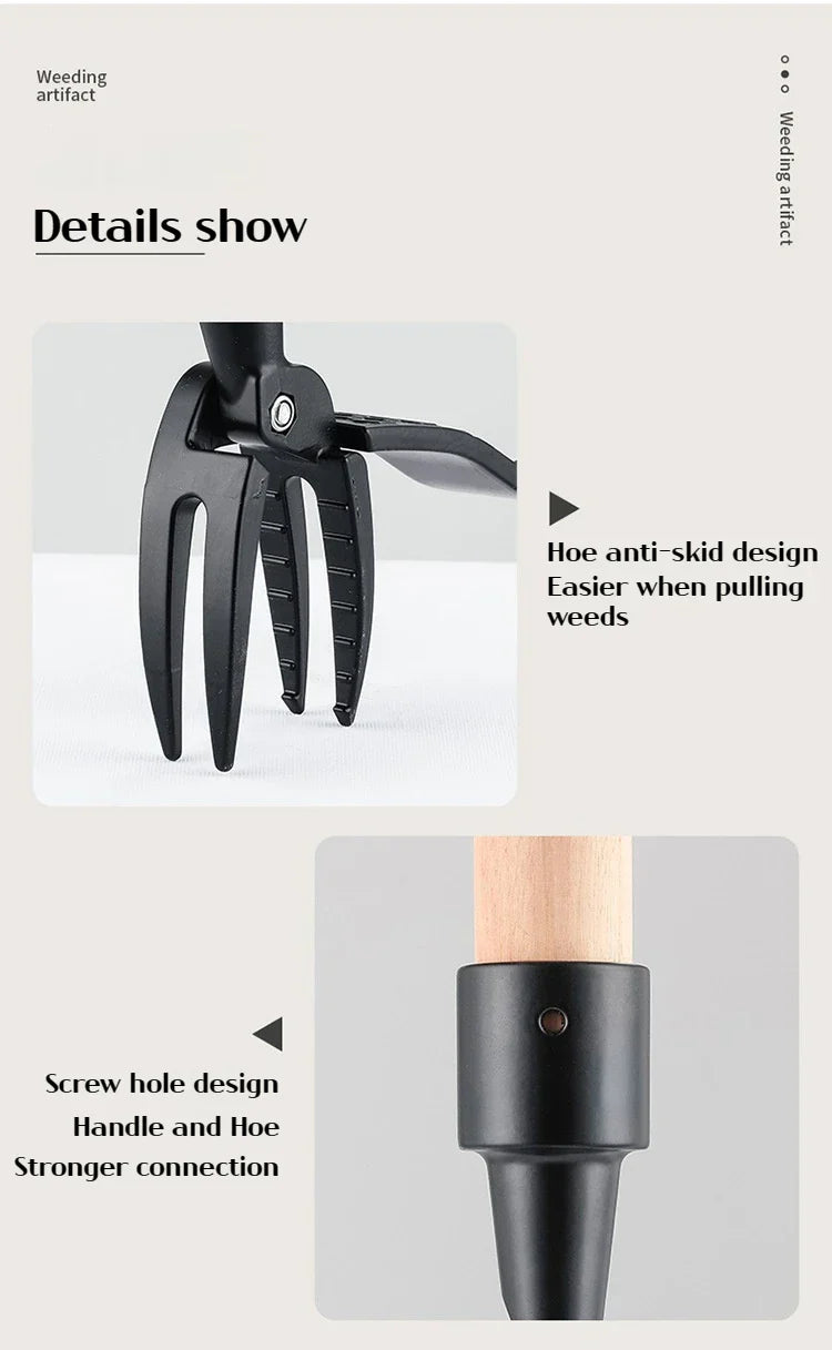 Portabel ogräsrensare – handverktyg för rötter och ogräs (utan skaft)